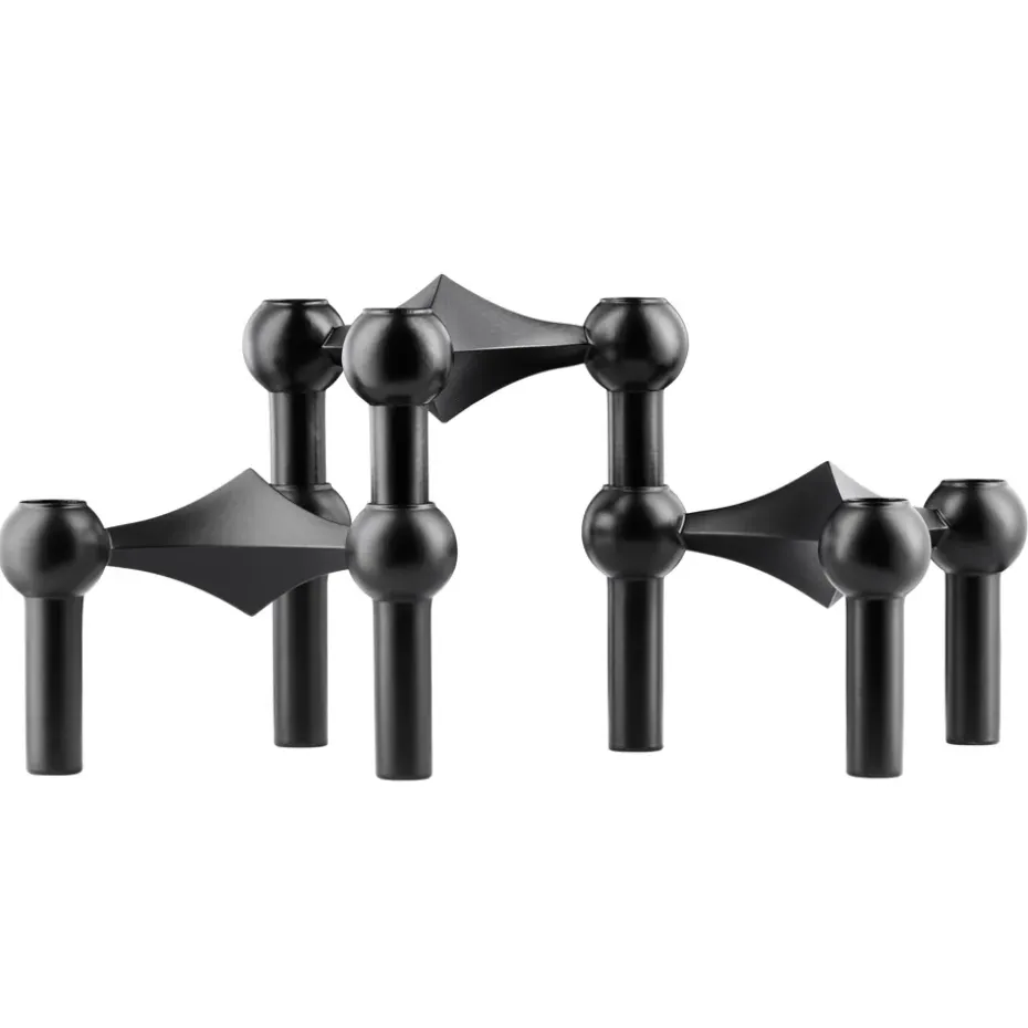 3 Candelabros STOFF Nagel, negro
