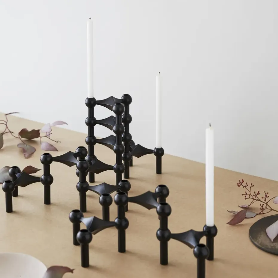 3 Candelabros STOFF Nagel, negro