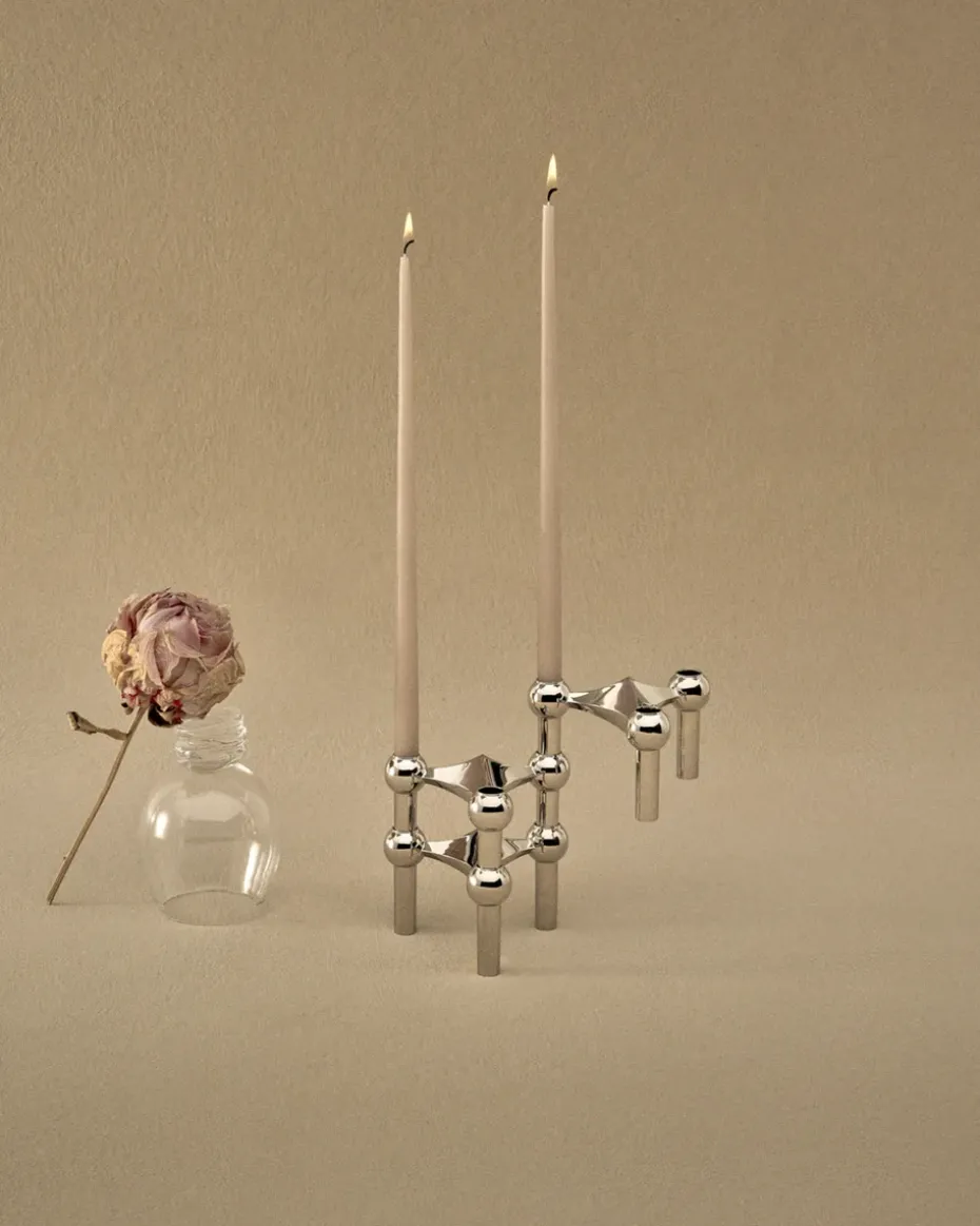 3 Candelabros STOFF Nagel, cromo