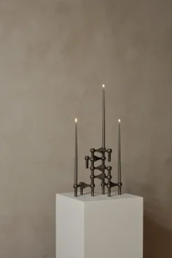 3 Candelabros STOFF Nagel, cromo negro
