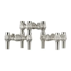 3 Candelabros STOFF Quist, Cromo cepillado