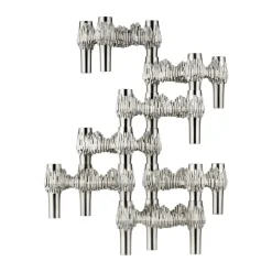 3 Candelabros STOFF Quist, Cromo cepillado