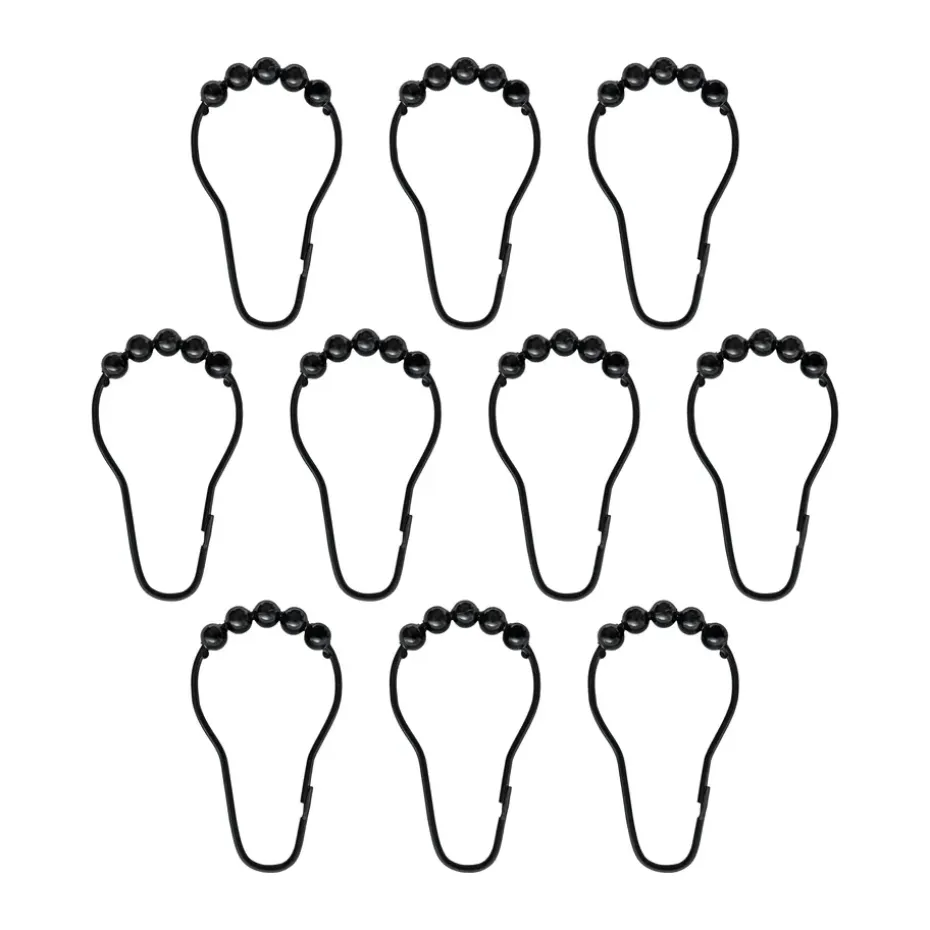 10 Ganchos Aqua para cortina de ducha, Negro