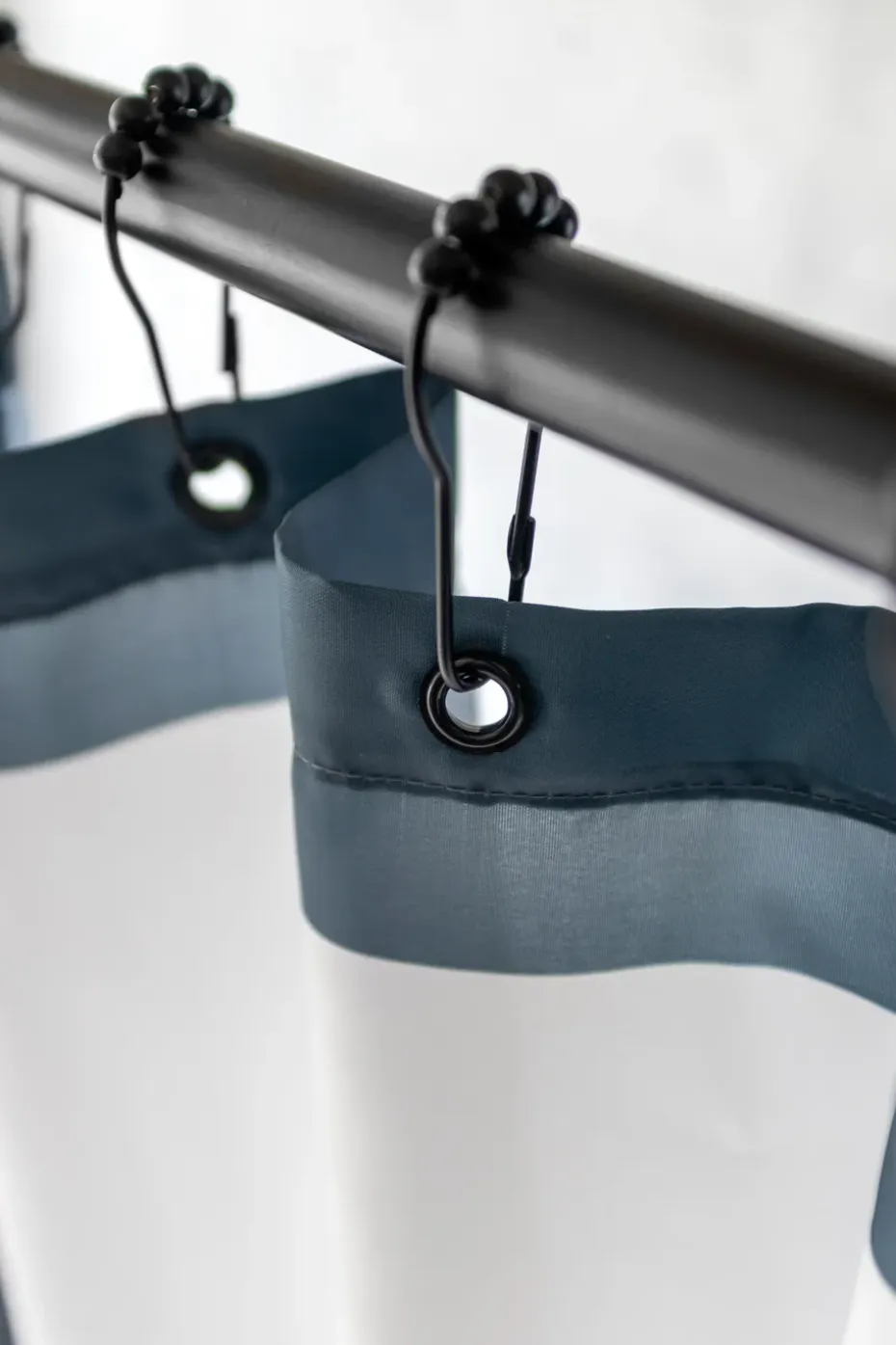 10 Ganchos Aqua para cortina de ducha, Negro