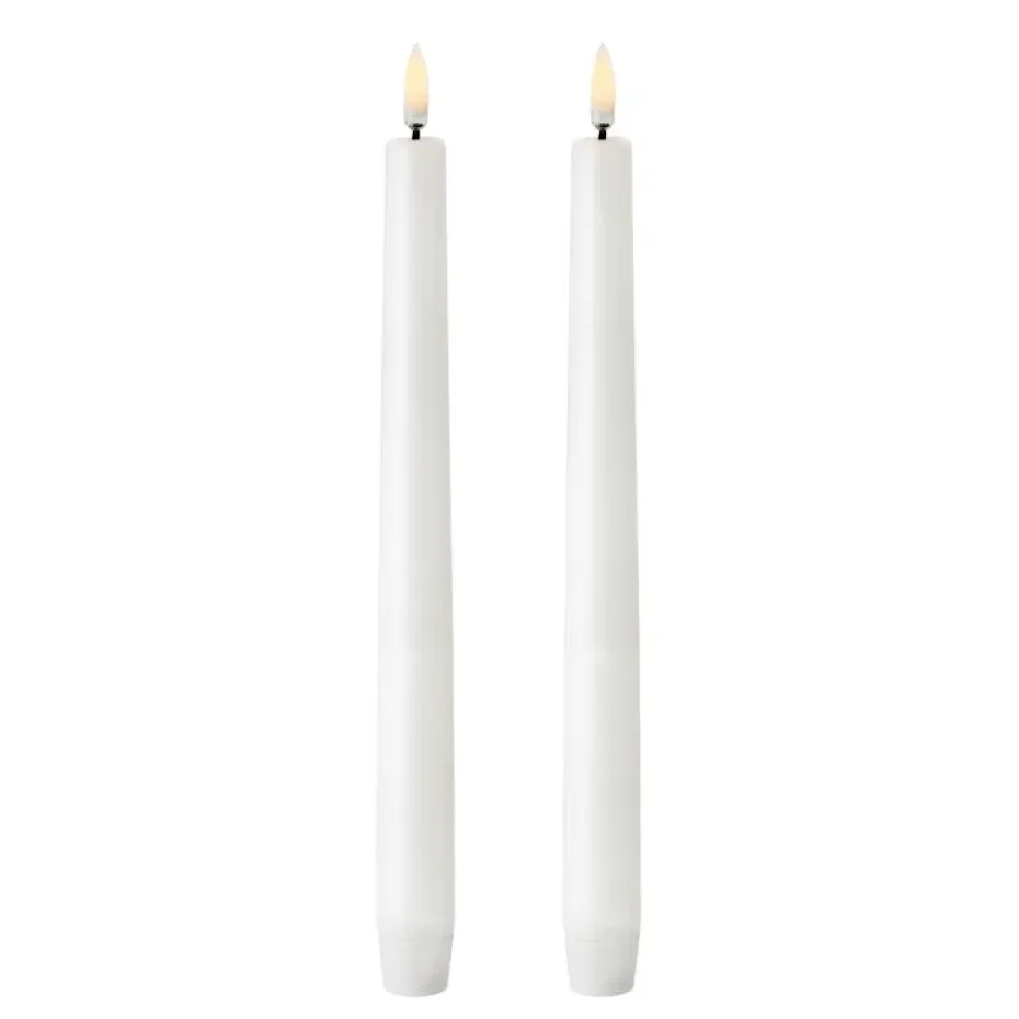 2 Velas alargadas LED Uyuni blanco, 25,2 cm
