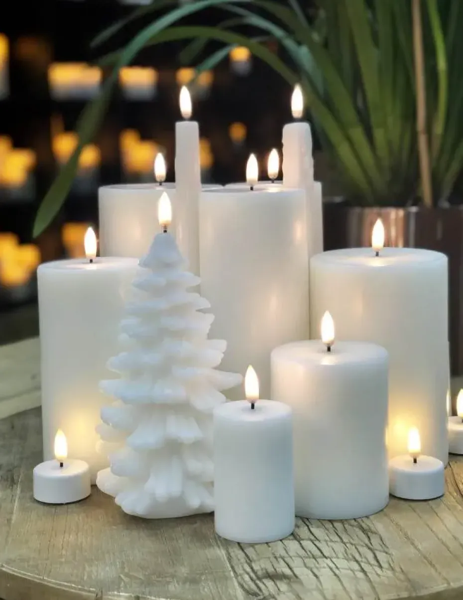 2 Velas alargadas LED Uyuni blanco, 25,2 cm