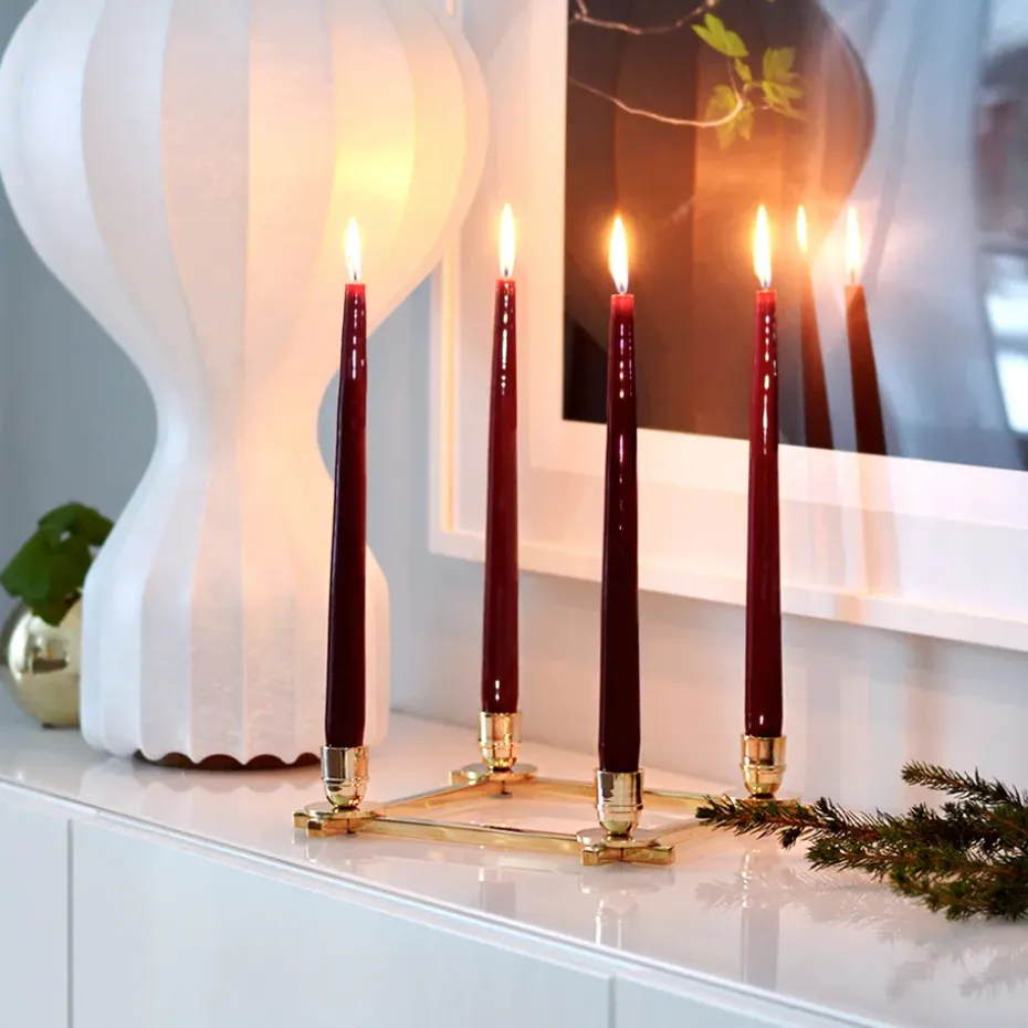 6 Velas Herrgårdsljus 30 cm, Borgoña brillo