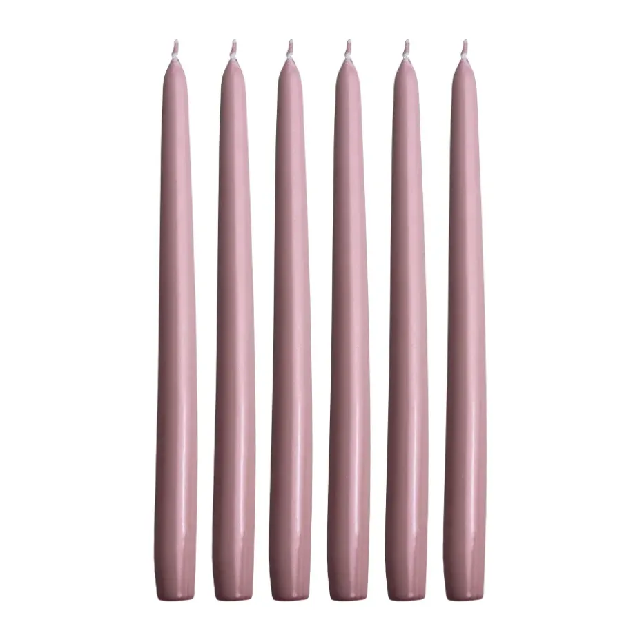 6 Velas Herrgårdsljus 30 cm, Rosa metalizado