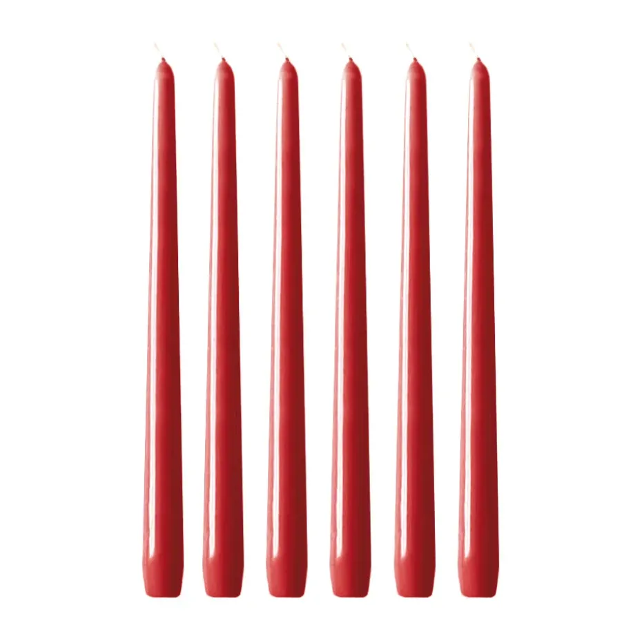 6 Velas Herrgårdsljus 30 cm, Rojo brillo
