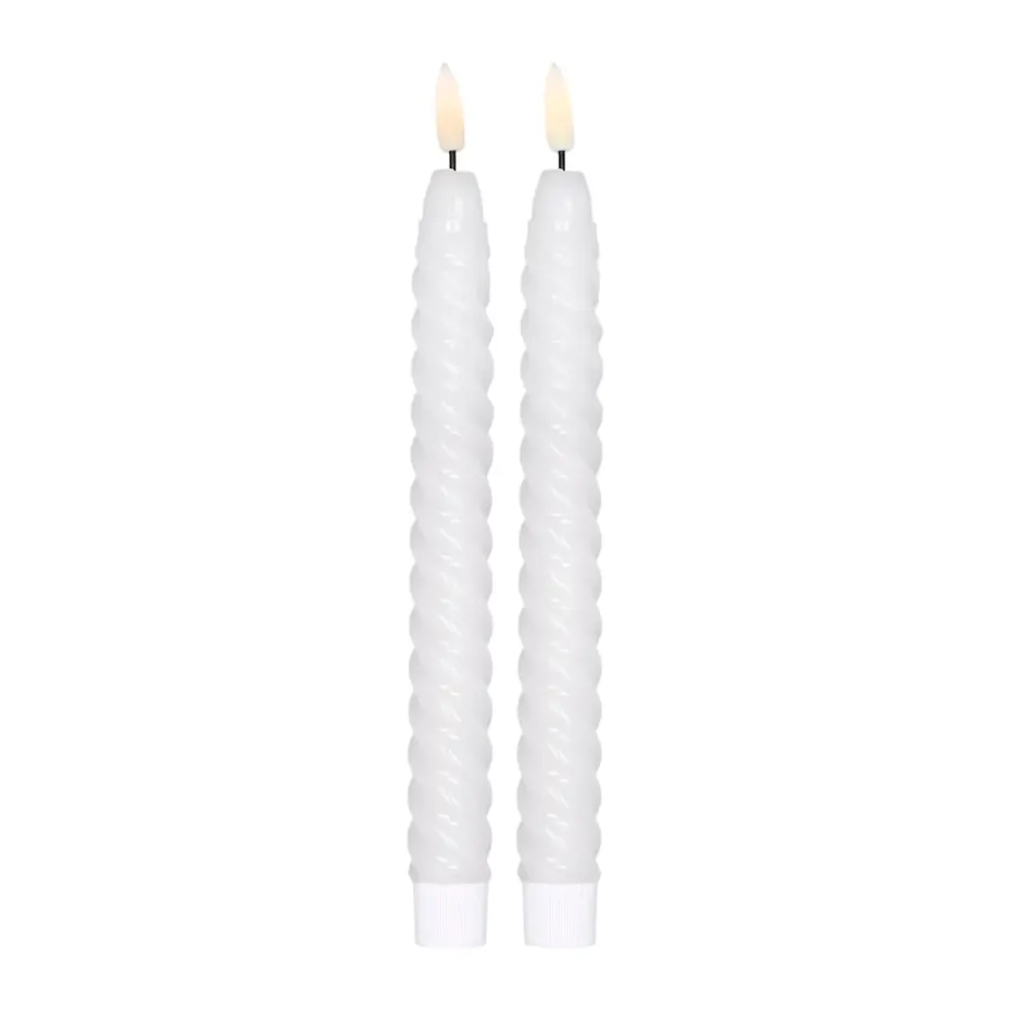 2 Velas LED Twisted 25 cm, blanco