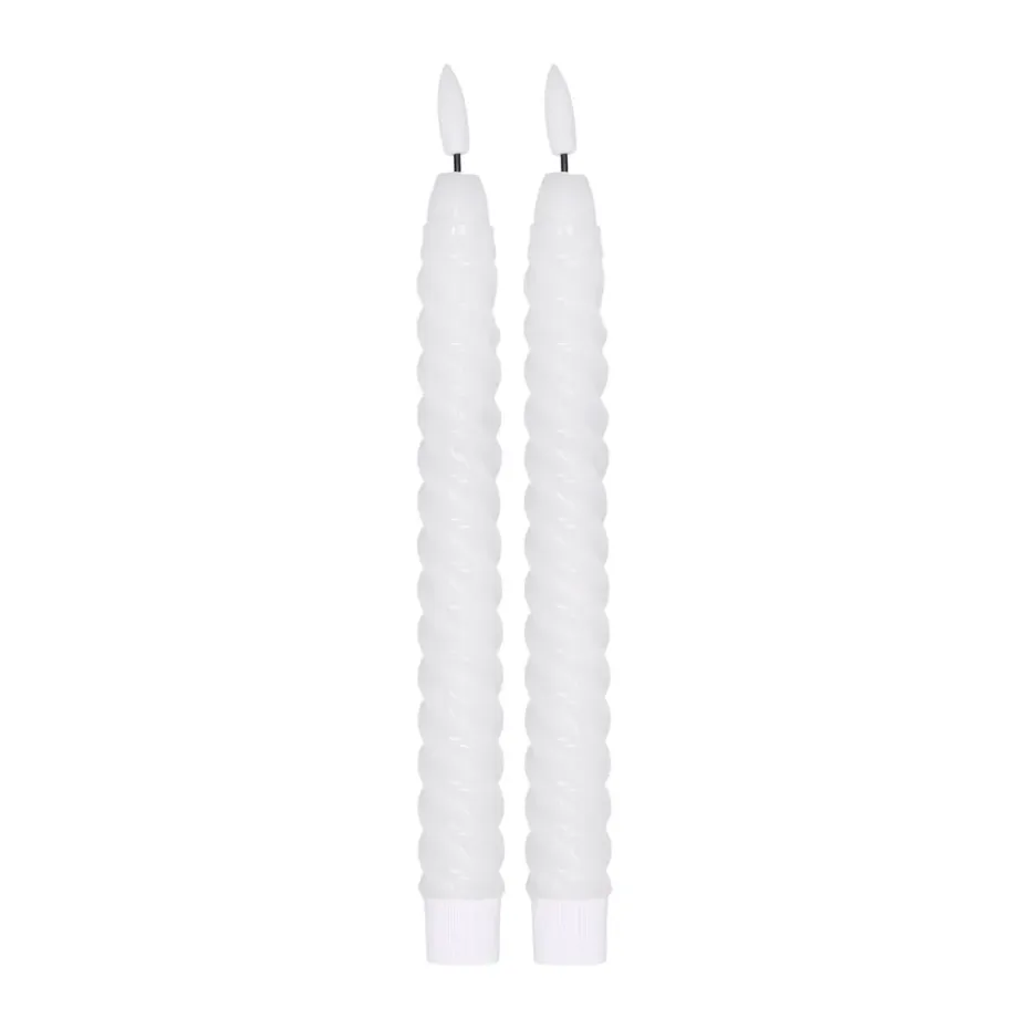 2 Velas LED Twisted 25 cm, blanco