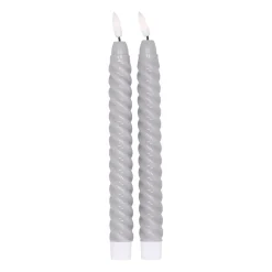 2 Velas LED Twisted 25 cm, gris