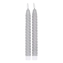 2 Velas LED Twisted 25 cm, gris
