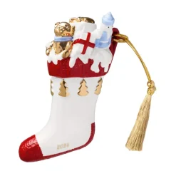 Adorno navideño, bota Christmas Classics, Blanco-rojo