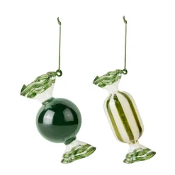 Adorno navideño Candy vidrio 2 piezas, Forest Green