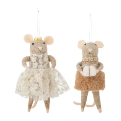 Adorno navideño Peo lana 2 piezas, Marrón, alto