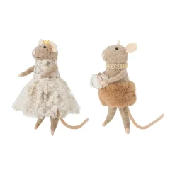 Adorno navideño Peo lana 2 piezas, Marrón, alto