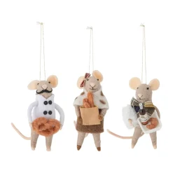 Adorno navideño Peo lana 3 piezas, Natural