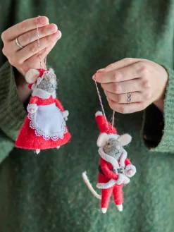 Adorno navideño Peo lana 2 piezas, Rojo