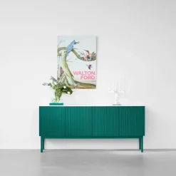 Aparador Beam, Lacado blanco, base de roble aceitado blanco