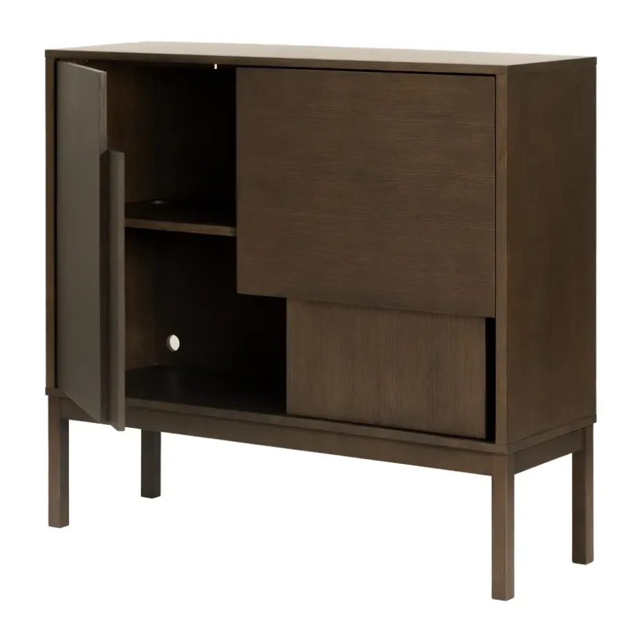 Aparador Layer, Roble oscuro, 120x110, con patas