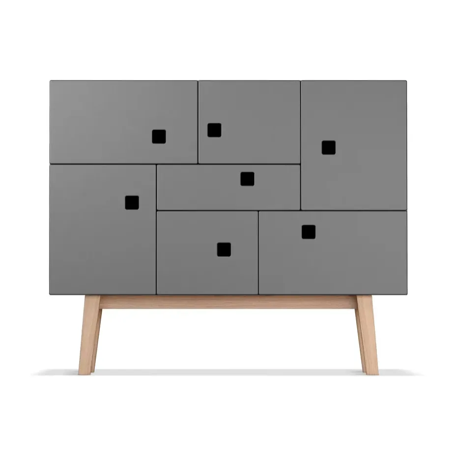 Aparador Peep C1, Slate grey, retro, base de roble
