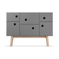 Aparador Peep C2, Slate grey, retro, patas de roble