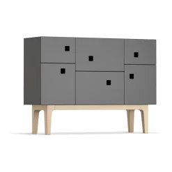 Aparador Peep C2, Slate grey, roble pigmentado blanco