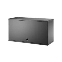 Armario con puerta abatible String, Fresno teñido de negro, 78x30 cm