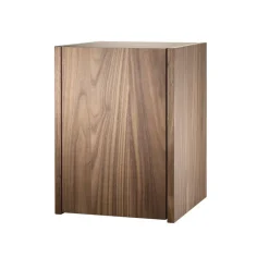 Armario pequeño String, Nogal, interior de la puerta de acero inoxidable, panel trasero de espejo