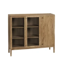 Armario Prio Hög, Roble aceite natural, puerta de vidrio