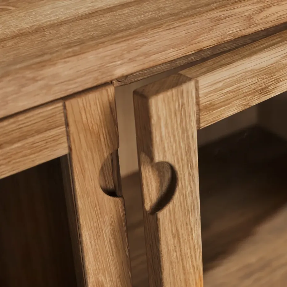 Armario Prio Hög, Roble aceite natural, puerta de vidrio