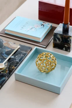 Bandeja decorativa lacada Lux 19x19x3,5 cm, Powder blue