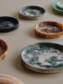 Bandeja decorativa Mist Ø20 cm, Emerald-off-white