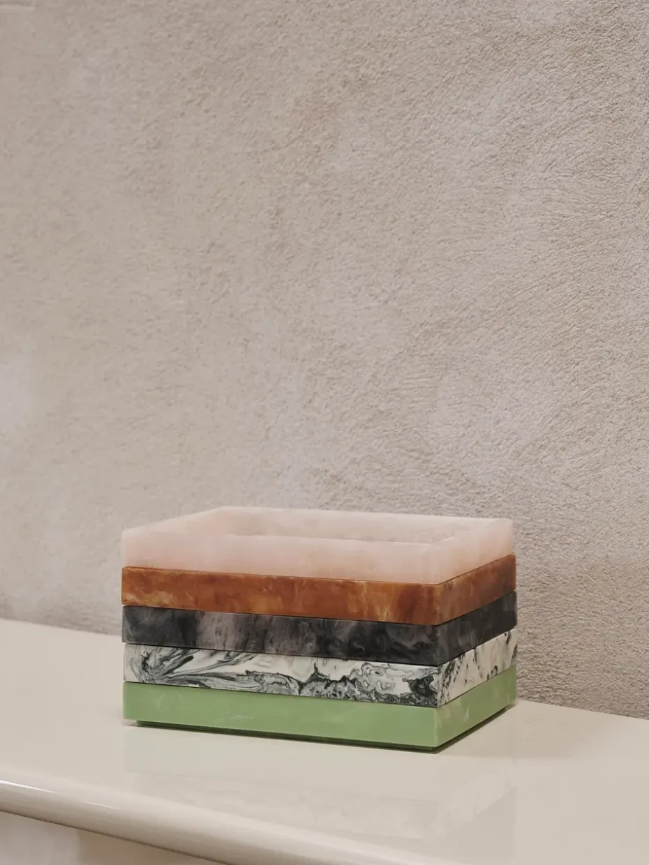 Bandeja decorativa Mist 15x20 cm, Emerald-off white