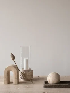 Bandejita decorativa de travertino 13x25 cm, Marrón