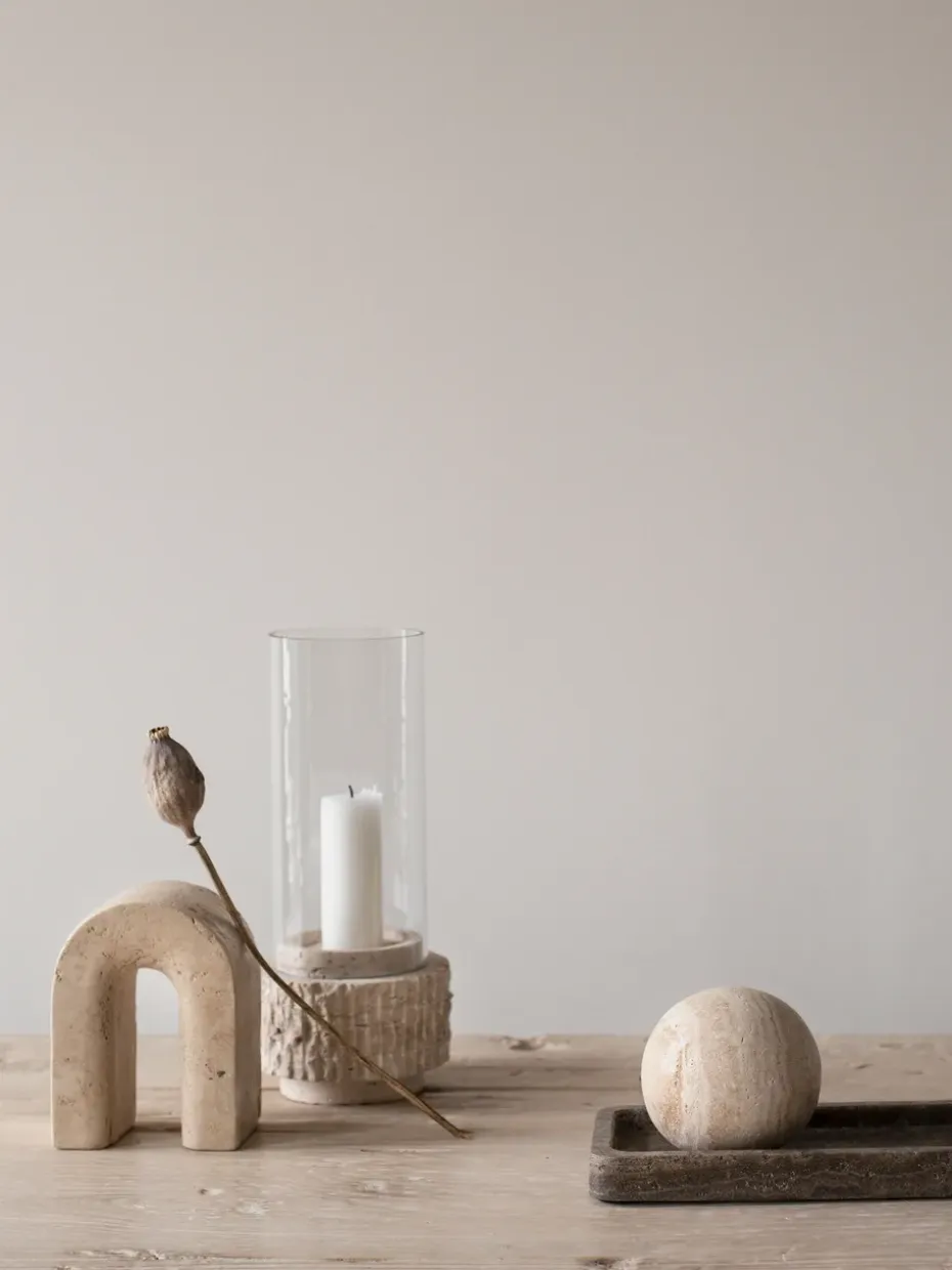 Bandejita decorativa de travertino 13x25 cm, Marrón