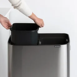 Bo touch bin high 2x30 L, acero cepillado mate