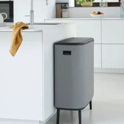 Bo touch bin high 2x30 L, Mineral concrete grey