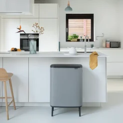 Bo touch bin high 2x30 L, Mineral concrete grey