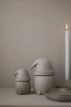 Bol con tapa Eating Santa pequeño, Beige