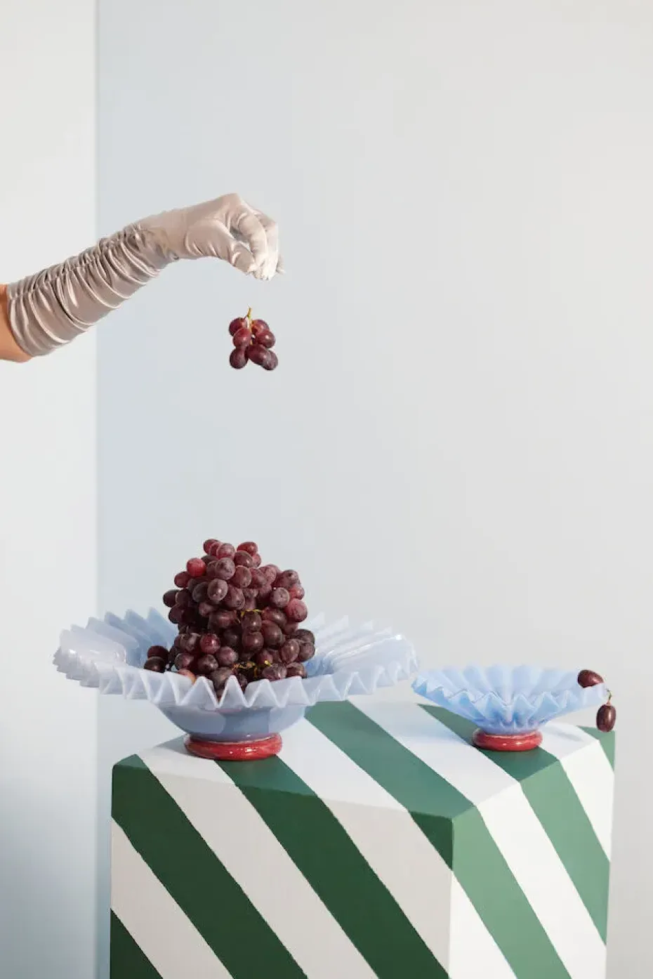 Bol Lori L Ø38 cm, Azul claro-burdeos