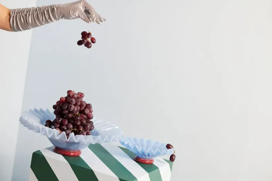 Bol Lori M Ø18 cm, Azul claro-burdeos