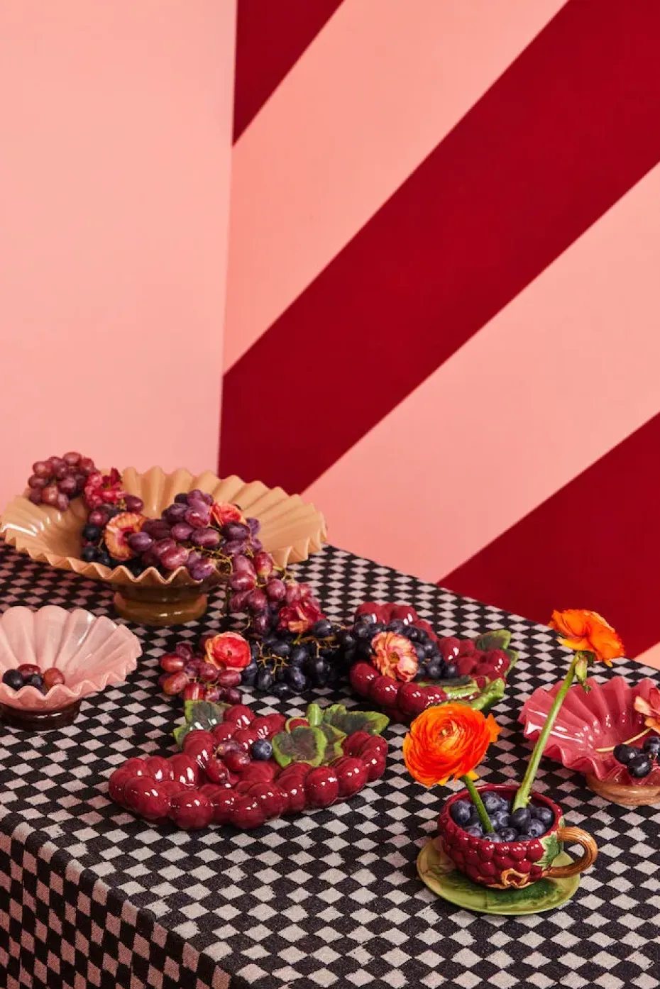 Bol Lori M Ø18 cm, Bordeaux-beige