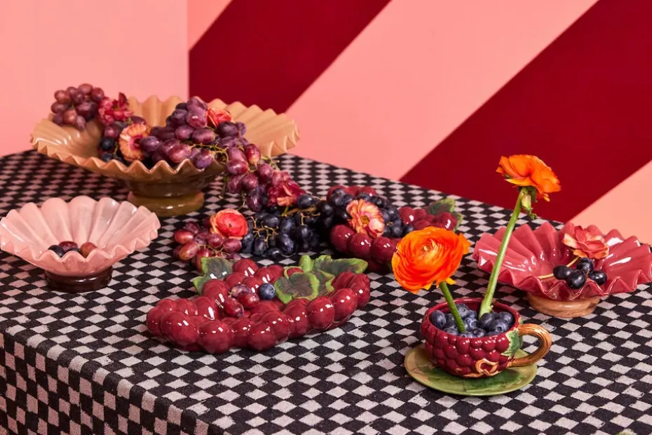 Bol Lori M Ø18 cm, Bordeaux-beige