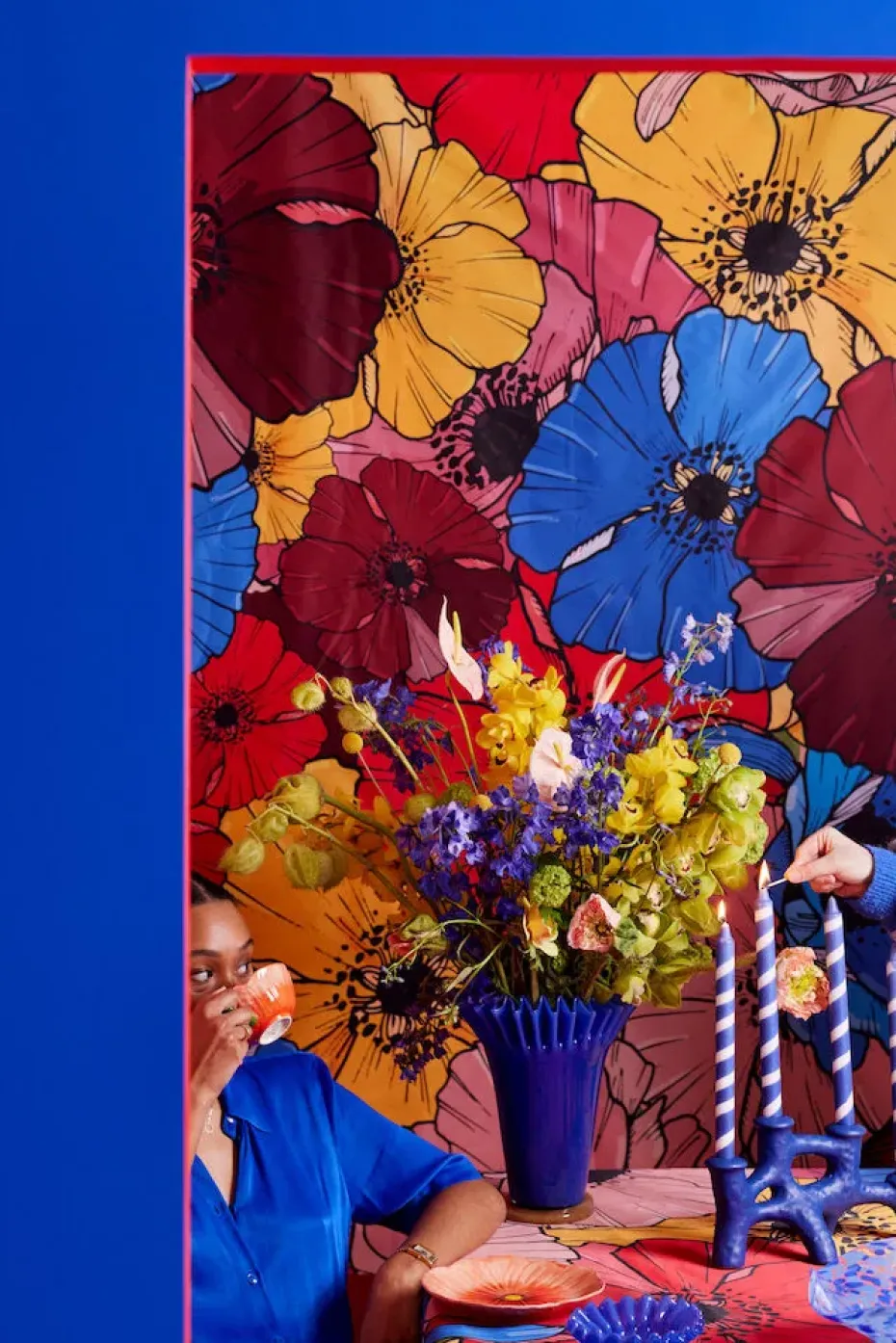 Bol Lori S Ø14 cm, Blue-beige