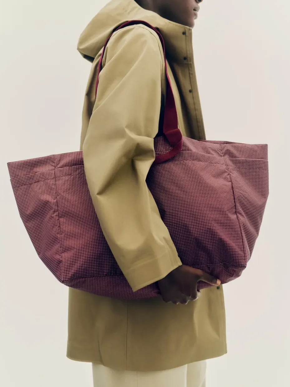 Bolsa Grid Weekend Bag, Burgundy, large