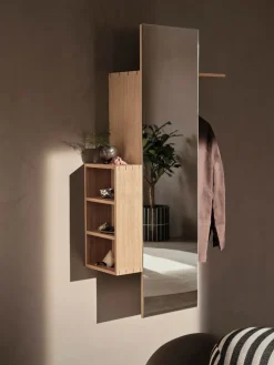 Bon hallway cabinet perchero con espejo, Oiled Oak