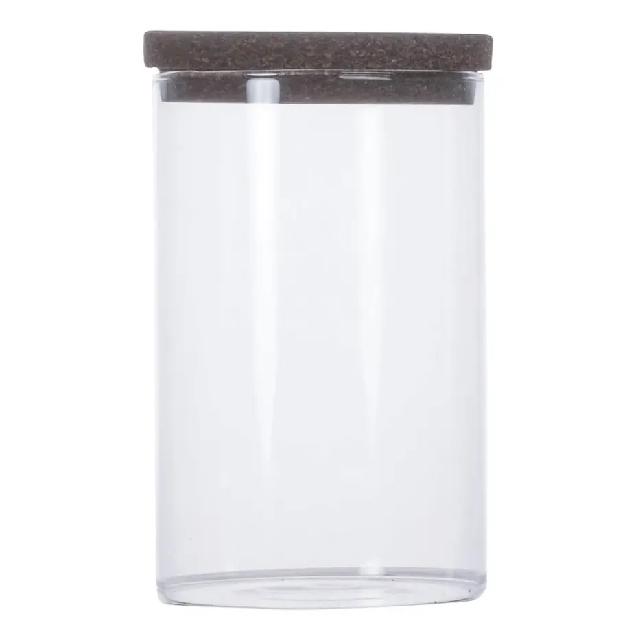 Bote con tapa de corcho Nature, transparente-marrón oscuro