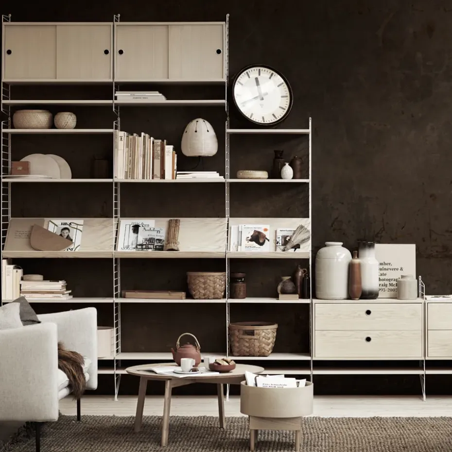 Cabinet con puertas correderas String, Nogal, 78x30 cm